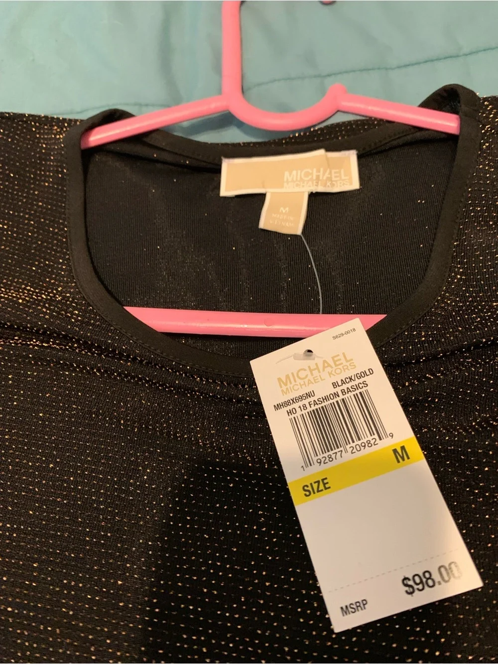 Michael Kors Black Dress with Gold Sparkle Trim